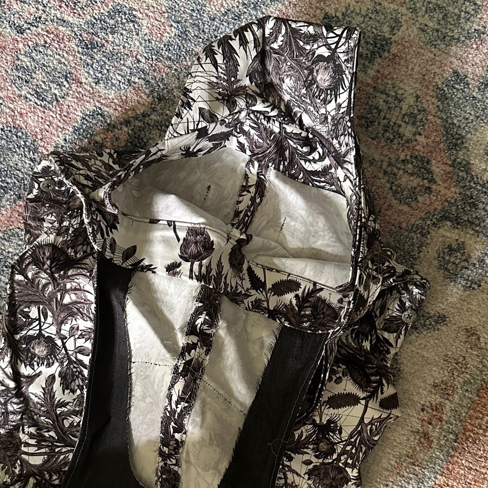 Black and White Gothic Floral Print Overalls - Picture 8 of 10
